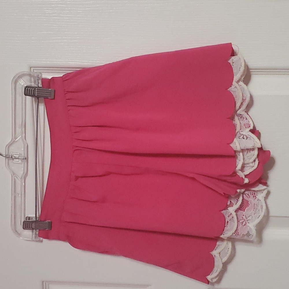 Pink shorts with white lace